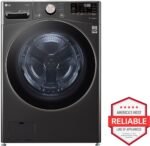 LG 4.5 Cu. Ft. High-Efficiency Stackable Smart Front Load Washer Steam Built-In Intelligence Black from Kings Outlet