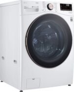 LG - 4.5 Cu. Ft. High-Efficiency Stackable Smart Front Load Washer with Steam and Built-In Intelligence - White - Image 5