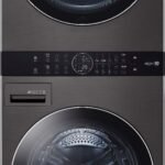 LG - 4.5 Cu. Ft. HE Smart Front Load Washer and 7.4 Cu. Ft. Gas Dryer WashTower with Steam and Built-In Intelligence - Black Steel