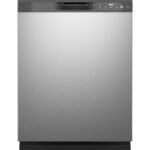 GE - 24" Front Control Built-In Plastic Tub Dishwasher with Steam + Sanitization and 55 dBA - Stainless Steel