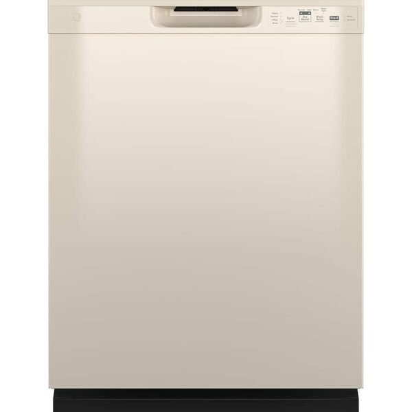 GE 24" Front Control Built-In Plastic Tub Dishwasher Steam + Sanitization 55 dBA Bisque from Kings Outlet