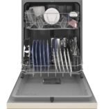 GE - 24" Front Control Built-In Plastic Tub Dishwasher with Steam + Sanitization and 55 dBA - Bisque - Image 4