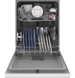 GE - 24" Front Control Built-In Plastic Tub Dishwasher with Steam + Sanitization and 55 dBA - White - Image 4
