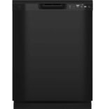 GE - 24" Front Control Built-In Plastic Tub Dishwasher with Steam + Sanitization and 55 dBA - Black