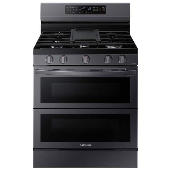 Samsung 6.0 cu. ft. Smart Freestanding Gas Range Flex Duo Air Fry Black Stainless from Kings Outlet