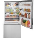 GE - 17.7 Cu. Ft. Bottom-Freezer Refrigerator with ENERGY STAR Certification - Stainless Steel - Image 3