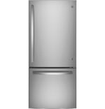 GE - 21.0 Cu. Ft. Bottom-Freezer Refrigerator with LED Interior Lighting - Stainless Steel
