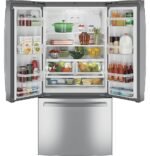 GE - 24.7 Cu. Ft. French Door Refrigerator with Internal Water Dispenser - Stainless Steel - Image 3