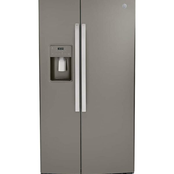 GE 25.3 Cu. Ft. Side-by-Side Refrigerator External Ice Water Dispenser Slate from Kings Outlet