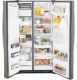 GE - 25.3 Cu. Ft. Side-by-Side Refrigerator with External Ice & Water Dispenser - Slate - Image 5