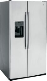 GE - 25.3 Cu. Ft. Side-by-Side Refrigerator with External Ice & Water Dispenser - Stainless Steel - Image 3