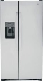 GE - 25.3 Cu. Ft. Side-by-Side Refrigerator with External Ice & Water Dispenser - Stainless Steel