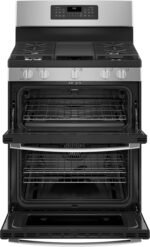 GE - 6.8 Cu. Ft. Freestanding Double-Oven Gas Convection Range with Self-Steam Cleaning and No-Preheat Air Fry - Stainless Steel - Image 3