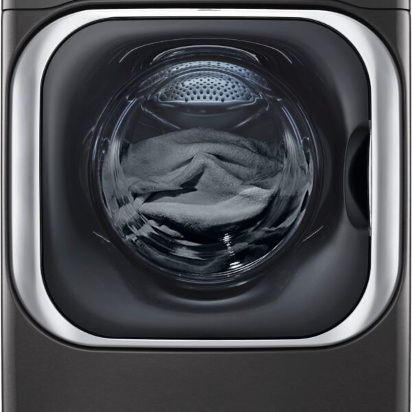 LG 5.2 Cu. Ft. High-Efficiency Stackable Smart Front Load Washer Steam TurboWash Black Steel from Kings Outlet