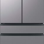 Samsung - BESPOKE 23 cu. ft. 4-Door French Door Counter Depth Smart Refrigerator with Beverage Center - Stainless Steel