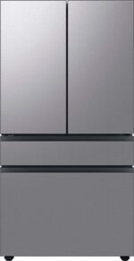 Samsung - BESPOKE 23 cu. ft. 4-Door French Door Counter Depth Smart Refrigerator with Beverage Center - Stainless Steel