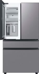 Samsung - BESPOKE 23 cu. ft. 4-Door French Door Counter Depth Smart Refrigerator with Beverage Center - Stainless Steel - Image 3