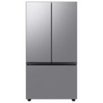 Samsung - BESPOKE 24 cu. ft. French Door Counter Depth Smart Refrigerator with Beverage Center - Stainless Steel