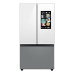 Samsung - BESPOKE 30 cu. ft 3-Door French Door Smart Refrigerator with Family Hub - Gray Glass