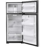 GE - 17.5 Cu. Ft. Top-Freezer Refrigerator with Edge-to-Edge Glass Shelves - Stainless Steel - Image 5