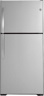 GE - 21.9 Cu. Ft. Top-Freezer Refrigerator with Garage Ready Performance - Stainless Steel