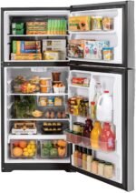 GE - 21.9 Cu. Ft. Top-Freezer Refrigerator with Garage Ready Performance - Stainless Steel - Image 4