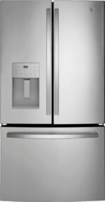 GE - 25.6 Cu. Ft. French Door Refrigerator with Space-Saving Ice Maker - Stainless Steel