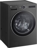 LG - 5.0 Cu. Ft. High-Efficiency Stackable Smart Front Load Washer with Steam and TurboWash 360 - Black Steel - Image 2