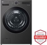 LG - 5.0 Cu. Ft. High-Efficiency Stackable Smart Front Load Washer with Steam and TurboWash 360 - Black Steel - Image 4