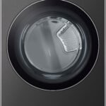 LG - 7.4 Cu. Ft. Stackable Smart Gas Dryer with TurboSteam - Black Steel