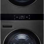 LG - 5.0 Cu. Ft. HE Smart Front Load Washer and 7.4 Cu. Ft. Electric Dryer WashTower with Steam and Center Control - Black Steel
