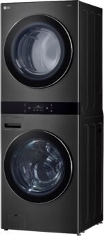 LG - 5.0 Cu. Ft. HE Smart Front Load Washer and 7.4 Cu. Ft. Electric Dryer WashTower with Steam and Center Control - Black Steel - Image 6