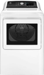 GE - 7.4 Cu. Ft. Front Load Electric Dryer with Sensor Dry - White with Matte Black