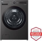 LG 7.4 Cu. Ft. Stackable Smart Electric Dryer Steam Sensor Dry Black Steel from Kings Outlet