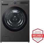 LG 5.0 Cu. Ft. High-Efficiency Stackable Smart Front Load Washer Steam TurboWash 360 Black from Kings Outlet