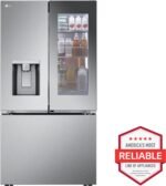LG Counter-Depth MAX 25.5 Cu. Ft. French Door Smart Refrigerator Mirror InstaView Stainless Steel from Kings Outlet