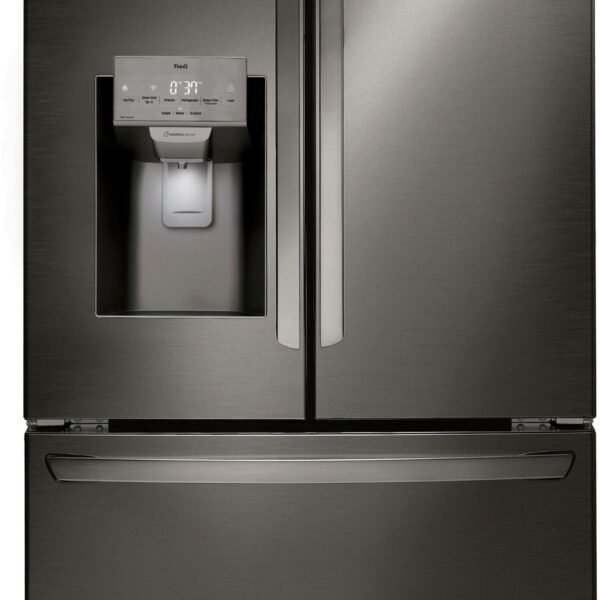 LG 27.7 Cu. Ft. French Door Smart Refrigerator External Ice Water Black Stainless Steel from Kings Outlet