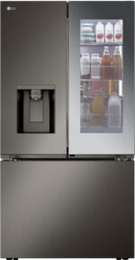 LG Counter-Depth MAX 25.5 Cu. Ft. French Door-in-Door Smart Refrigerator Mirror InstaView Black Stainless from Kings Outlet