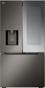 LG Counter-Depth MAX 25.5 Cu. Ft. French Door-in-Door Smart Refrigerator Mirror InstaView Black Stainless from Kings Outlet