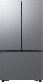 Samsung - 27 cu. ft. 3-Door French Door Counter Depth Smart Refrigerator with Dual Auto Ice Maker - Stainless Steel