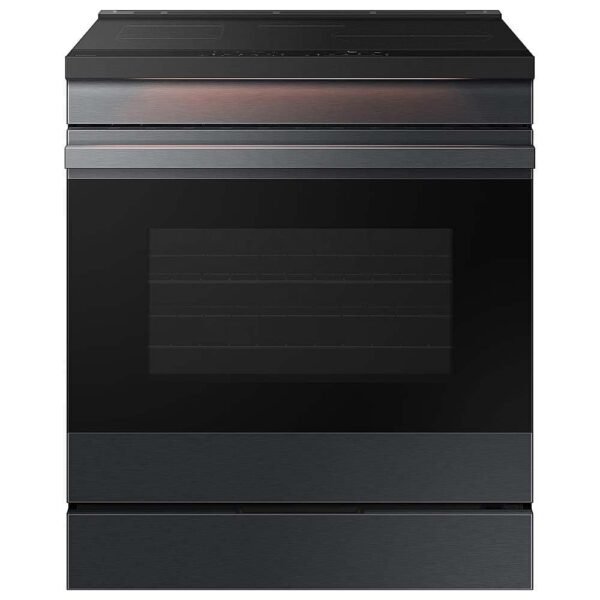 Samsung Bespoke 6.3 Cu. Ft. Slide-In Electric Induction Range Ambient Edge Lighting Matte Black from Kings Outlet