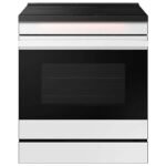 Samsung - Bespoke 6.3 Cu. Ft. Slide-In Electric Induction Range with Ambient Edge Lighting - White Glass