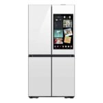 Samsung - Bespoke 23 Cu. Ft. 4-Door Flex French Door Counter Depth Refrigerator with AI Family Hub+ - White Glass