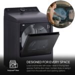 LG - 7.3 Cu. Ft. Smart Electric Dryer with Steam and EasyLoad Door - Matte Black - Image 6