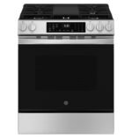GE - 5.3 Cu. Ft. Slide-In Gas Convection Range with Steam Cleaning and EasyWash Tray - Stainless Steel