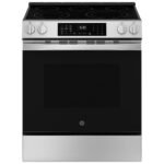 GE - 5.3 Cu. Ft. Slide-In Electric Convection Range with Steam Cleaning and EasyWash Oven Tray - Stainless Steel