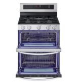 LG - 6.9 Cu. Ft. Freestanding Double Oven Gas True Convection Smart Range with EasyClean and Air Fry - Stainless Steel - Image 7
