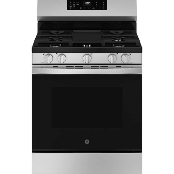 GE 5.3 Cu. Ft. Freestanding Gas Convection Range Steam Cleaning EasyWash Oven Tray Stainless from Kings Outlet