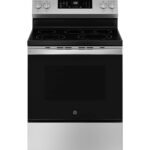 GE - 5.3 Cu. Ft. Freestanding Electric Convection Range with Steam Cleaning and EasyWash Tray - Stainless Steel