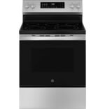GE - 5.3 Cu. Ft. Freestanding Electric Convection Range with Steam Cleaning and EasyWash Tray - Stainless Steel